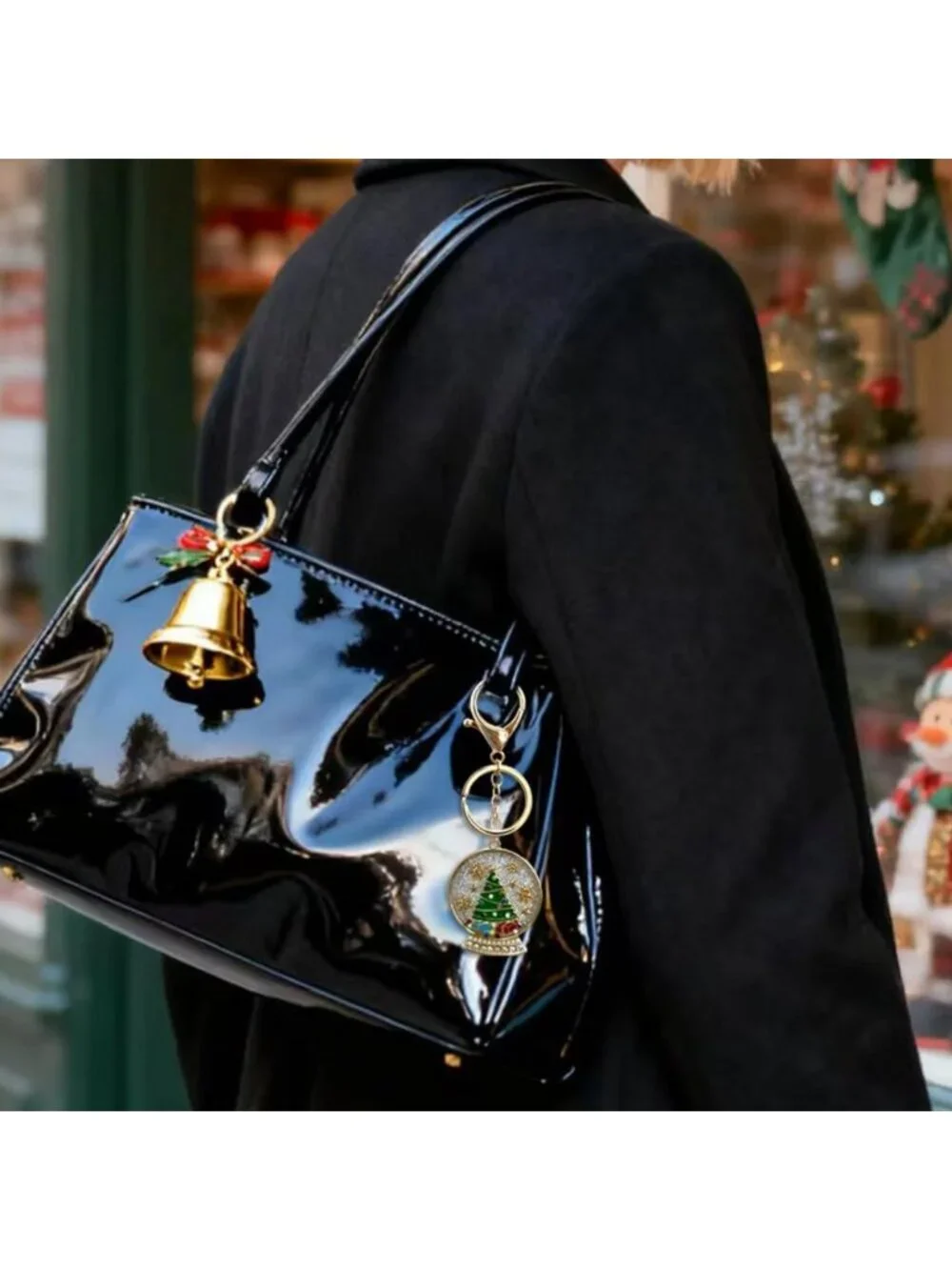 Festive Christmas Tree Nutcracker Bag Charm Keychain for Women - Holiday Gift